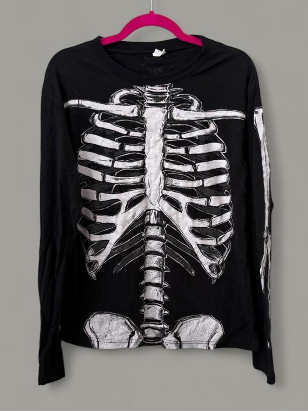Spirit Black Long Sleeve Skeletal Rib Cage Graphic Tee